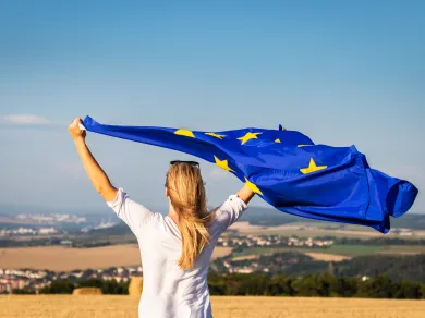 EU flag woman